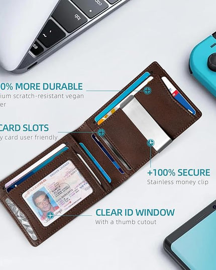 Zitahli Men's Wallets Airtag Holder Slim Rfid Leather with Gift Box