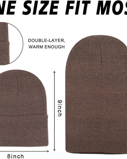 ZH 12-Pack Knitted Winter Beanie Hats for Men and Women, Warm and Cozy Cuffed Skull Caps, Bulk Purchase