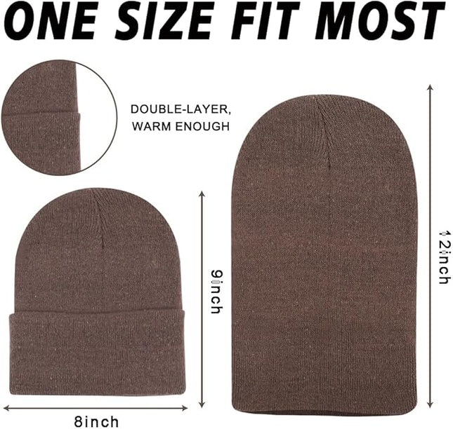 ZH 12-Pack Knitted Winter Beanie Hats for Men and Women, Warm and Cozy Cuffed Skull Caps, Bulk Purchase
