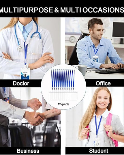 Passport Badge Holders with Lanyard, 3.5x6 Inch 12pack Heavy Duty Clear Plastic PVC Card Insert Protector Vertical Waterproof Transparent ID Badge Holder for Name Badges and Press Passes