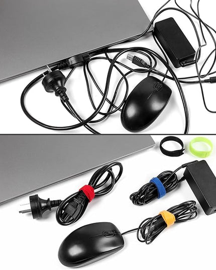 OneLeaf 180PCS Valuable Wire Organizer 4Inch Reusable Cable Ties with Hook and Loop, Colorful Fastening Cord Ties Wire Management for Home, Office, Data Centers, and Electronics, 5 colors