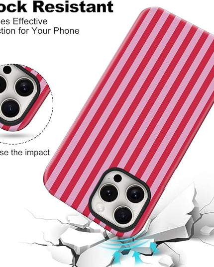 Magnetic for iPhone 12/12P Case Cute Stripes Phone Case, Shockproof Slim TPU and Hard PC Protective Phone Cover Compatible with MagSafe Designed for Women Girls, Blue and White