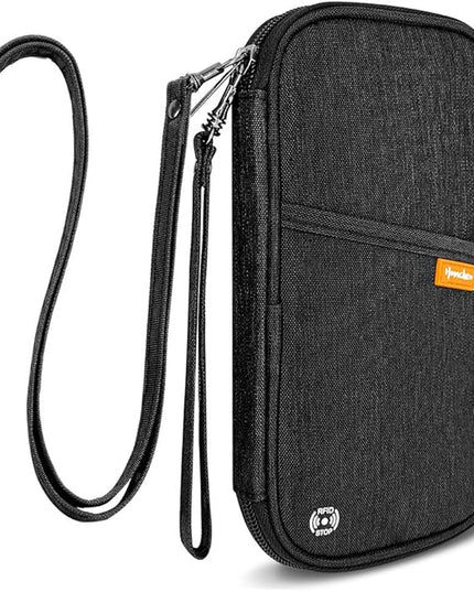 RFID Family Passport Wallet Holder Waterproof, Travel Document Organizer Credit Card Clutch Bag for Men Women