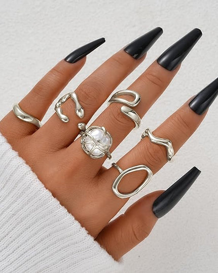 ÌF ME 10 PCS Gold Rings Set for Women Non Tarnish, 18K Gold Plated Chunky Stackable Rings, Statement Stacking Womens Ring Pack