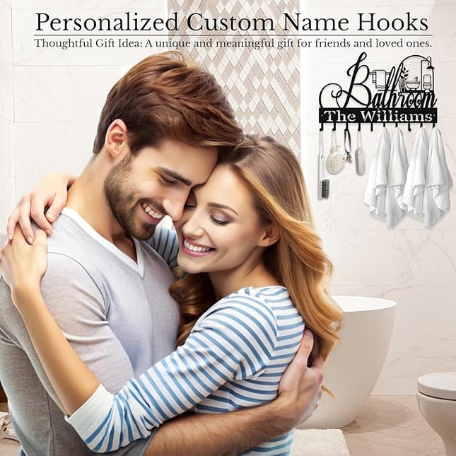 Hppybiry Personalized Metal Key Rack Hooks, Key Holder Wall Mounted Key Hooks, Bathrom Theme Wall Decoration Hooks, Key Hanger Organizer for Living Room, Entryway, Bathroom, Office Decor