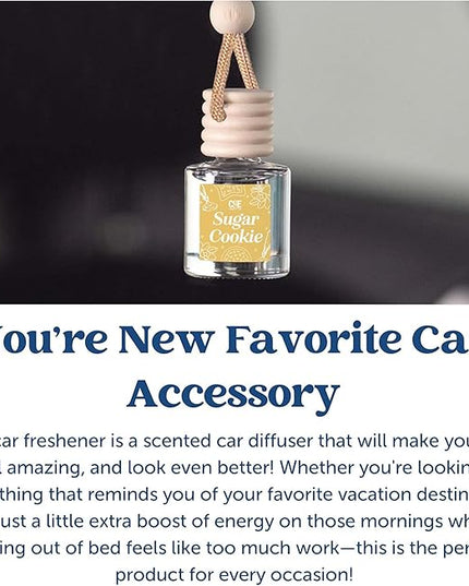 C&E Craft Co Hanging Car Air Freshener Diffuser 2 Pack, Long Lasting Fragrance Oil Car Freshener, Glass Bottle Auto Air Freshener, Made in USA (Cinnamon Sugar + Sugar Cookie)
