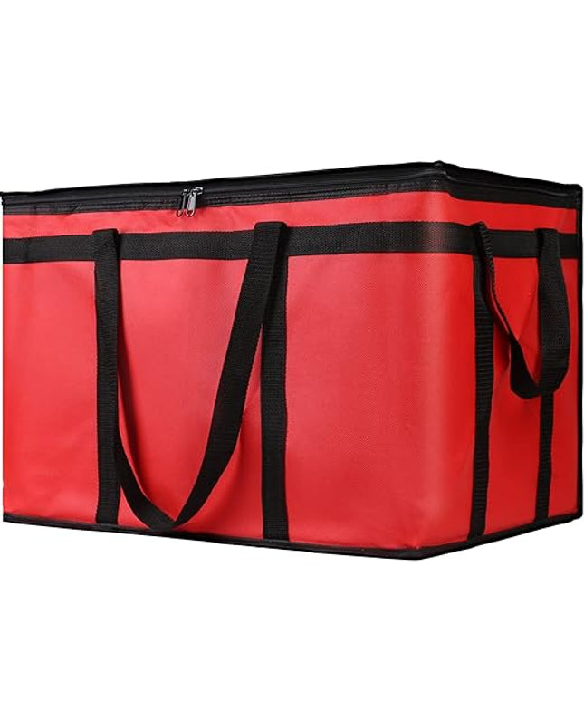 CIVJET 1-Pack Insulated Food Delivery Bag, XXX-Large Commercial Food Warmer for Delivery Drivers, Insulated Reusable Grocery Cooler/Hot Bags, Tote Bag for Shopping/Travel, Catering Bag 22x14x13, Red