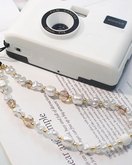 Beaded Camera Wrist Strap, Cute Phone Charms Strap, Pearl Bracelet Wrist Strap, Phone Keychain Decoration for Wallet