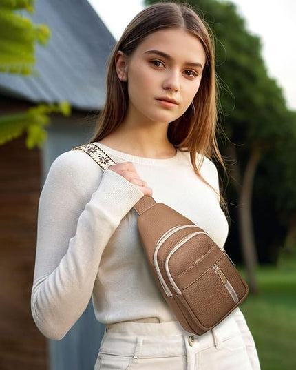 FALAN MULE Crossbody Bags for Women Trendy Leather Sling Chest Bag Fanny Packs for Women