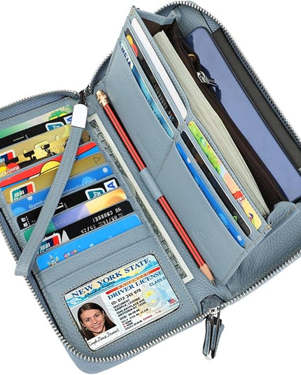 Lavemi Small Compact Women Wallet RFID Blocking Genuine Leather Bifold Purse with ID Windows