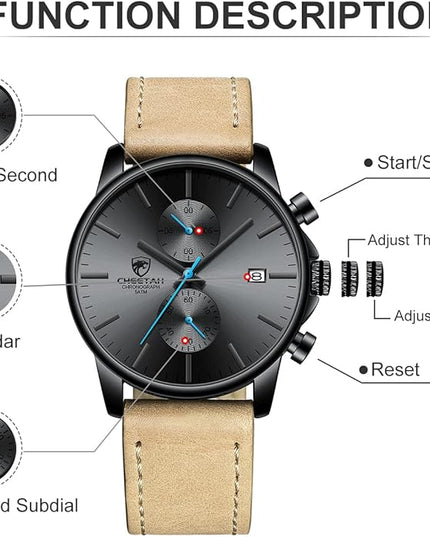 GOLDEN HOUR Mens Watch Fashion Sleek Minimalist Quartz Analog Mesh Stainless Steel Waterproof Chronograph Watches for Men with Auto Date