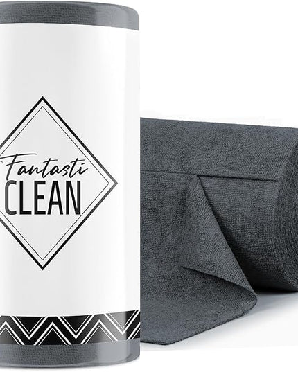 Fantasticlean Microfiber Cleaning Cloth Roll -75 Pack, Tear Away Microfiber Towels, 12" x 12", Reusable, Washable, Scratch Free, Ultra Absorbent for All-Around Cleaning Supplies (DimGray)