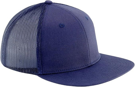 Flat Bill Snapback Mesh Hats | Fits OSFM & XXL Big Head | Blank Solid Color Adjustable Trucker Hat for Men