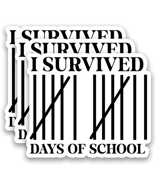 (3Pcs) I Survived 67 Days of School Stickers Funny Teacher Student Humor Tally Marks Six Seven Meme Vinyl Decals Waterproof for Water Bottle, Tumbler, Laptop, Phone Case, 3" x 2.5"