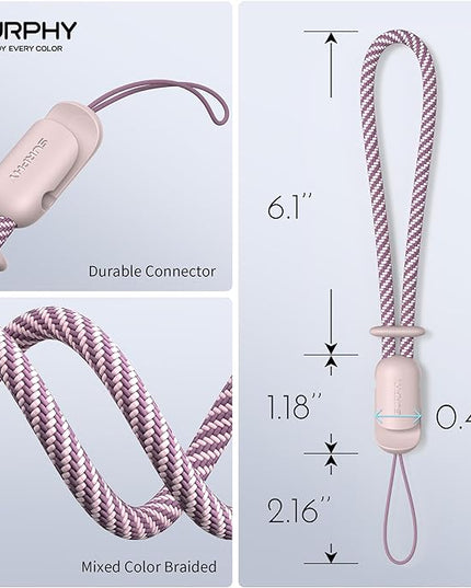 SURPHY 2 Pack Phone Lanyard for Cellphone Case, Phone Wrist Strap for Case, Cellphone Strap with 2-Color Braided, Charm Wrist Lanyard for Women and Men, Cellphone Wrist Lanyard for Women, Pink & Pink