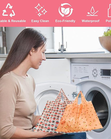 Extra Large 50lbs Foldable Reusable Shopping Bags kitchen reusable grocery bags Washable Polyester Bags in Pocket