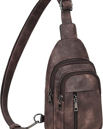 MASINTOR Sling Bag for Women - Crossbody Bags Fanny Pack with Vegan Leather - Adjustable Sling Backack for Travel