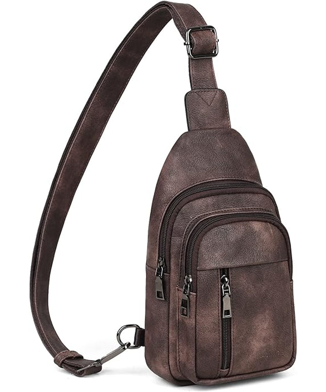 MASINTOR Sling Bag for Women - Crossbody Bags Fanny Pack with Vegan Leather - Adjustable Sling Backack for Travel