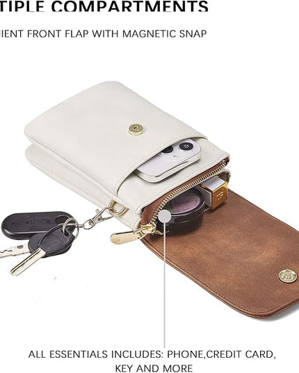 BOSTANTEN Vegan Leather Small Crossbody Bags for Women Designer Cell Phone Bag Wallet Purses Adjustable Strap