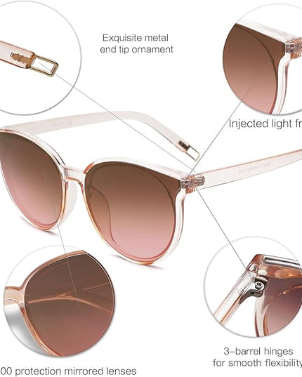 SOJOS Fashion Round Sunglasses for Women Men Oversized Vintage Shades SJ2057