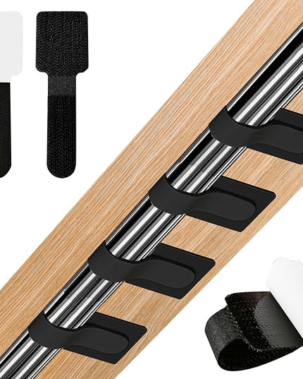 36PCS Cable Organizer Hook and Loop Cable Ties, Self Adhesive Hook and Loop Cable Straps Sticky-back Cable Management Cord Organizer Cable Clip for Household & Office Essentials (Black*36)