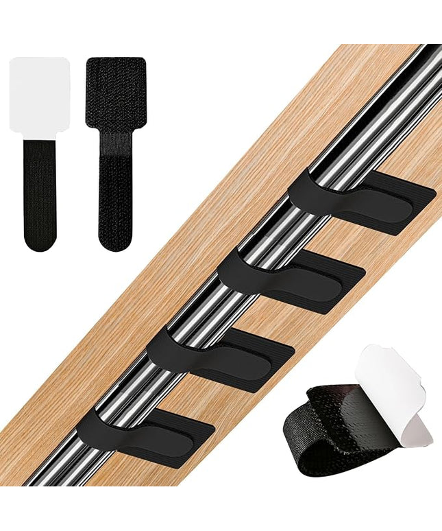 36PCS Cable Organizer Hook and Loop Cable Ties, Self Adhesive Hook and Loop Cable Straps Sticky-back Cable Management Cord Organizer Cable Clip for Household & Office Essentials (Black*36)