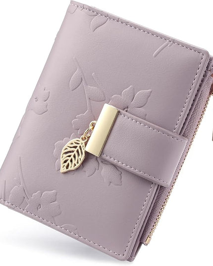 yiijay Small Wallet Women RFID Blocking Leather Bifold Wallet Credit Card Holder for Women Ladies Compact Wallet Mini Purse With Zipper Pocket
