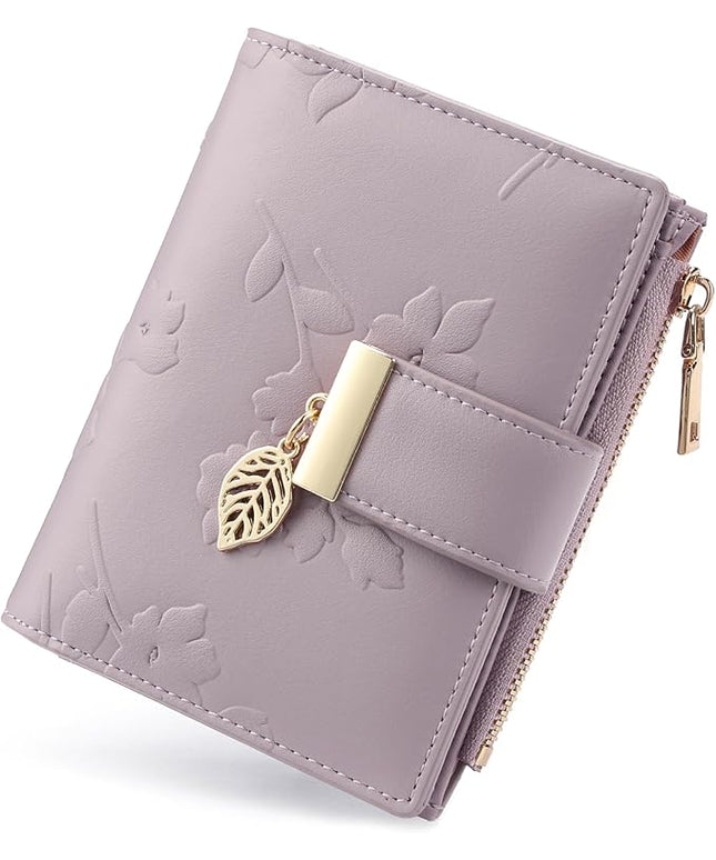 yiijay Small Wallet Women RFID Blocking Leather Bifold Wallet Credit Card Holder for Women Ladies Compact Wallet Mini Purse With Zipper Pocket