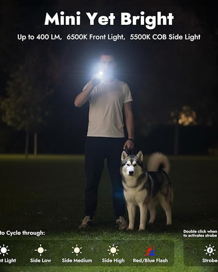 WARSUN Compact Multi-Mode Pocket LED Flashlight - 675LM, USB-C Rechargeable, IPX4, Dual Material, Red/Blue Strobe, for Everyday Carry & Travel