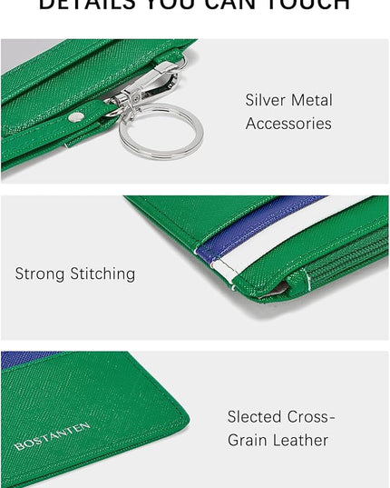 BOSTANTEN Small Wallet For Women RFID Leather Credit Card Holder Slim Wristlet Keychain Wallet With Zipper Pocket