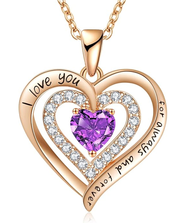 REDBEE Necklaces for Women Birthstone Heart Necklace Jewelry for Wife Girlfriend Woman Necklace