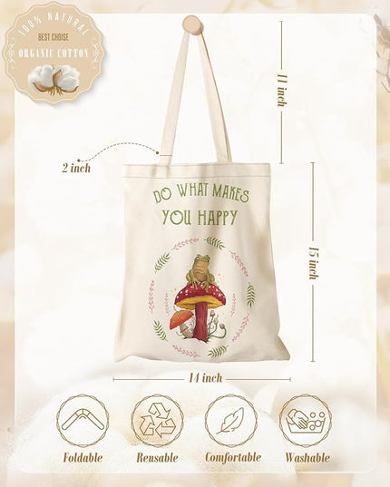 Aesthetic Canvas Tote Bag - Reusable Shoulder Tote Bag for Women Lady Casual Vacation, Shopping, Work, Gym