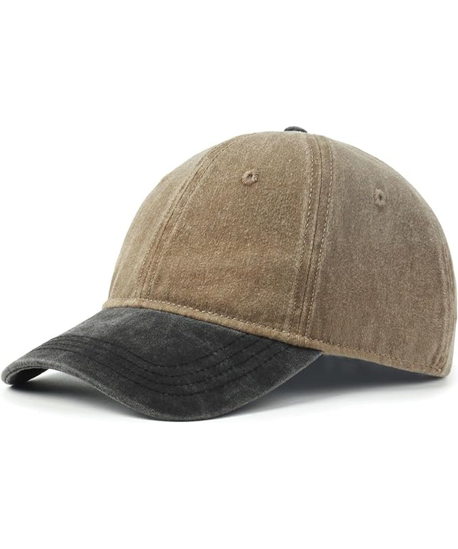 XXL Oversize Washed Denim Baseball Cap,Low Profile Jean Sports Cap for Big Heads 23.5"-25.5",Large Pigment Dyed Dad Hat