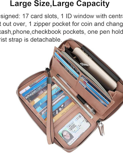 Lavemi Small Compact Women Wallet RFID Blocking Genuine Leather Bifold Purse with ID Windows