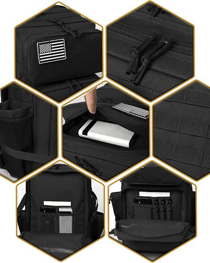 QT&QY 25L/45L Military Tactical Backpack For Men Molle Daypack 3 Day Bug Out Bag Hiking Rucksack With Bottle Holder