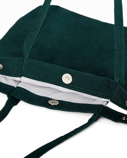 Corduroy Tote Bag Cute Tote Bags for Women Shoulder Bag with Inner Pocket for Work Beach Travel and Shopping Grocery