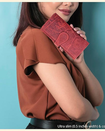 Real Leather Women Wallet Leather with RFID Blocking -Trifold Card Holder Designer Ladies Clutch with ID Window Wallets