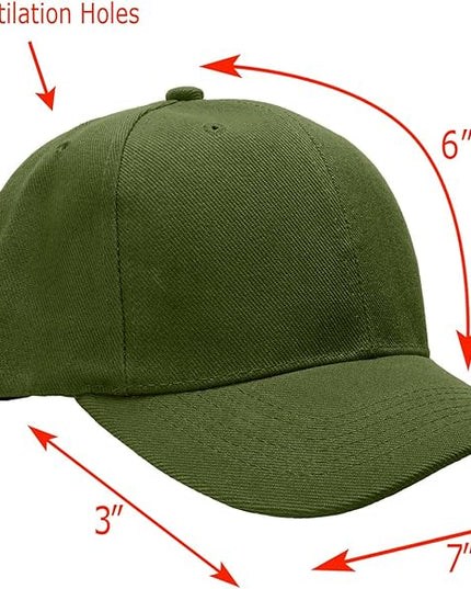 Falari Wholesale Bulk Lot 12-Pack Baseball Cap Adjustable Size Plain Blank Solid Color