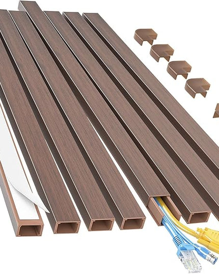 Yecaye Cord Hider, 113in Medium Cord Covers for Wires on Wall, Cord Organizer for 2-3 Wires, Easy Install Cable Management Kit, TV Cable Hider for Home Office, W0.95in H0.55in, Cherry