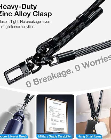 Phone Lanyard Crossbody, 3-in-1 Neck Strap& Wrist Strap, Adjustable Anti-Theft Lanyard with 2 Phone Tether Tabs, Universal CellPhone Strap for iPhone 17 Pro Max & Android, Orange