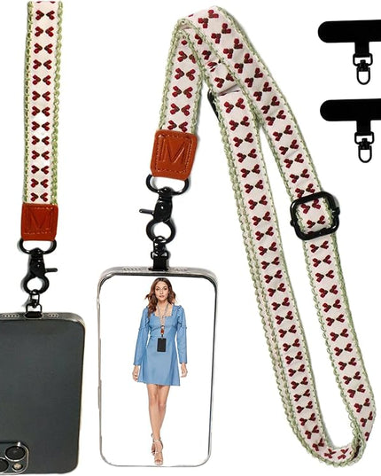 Adjustable Lanyard for Phone, Camera, Name Tags, ID card, Keychain and Wristlet Straps with 2 phone pads(Black)