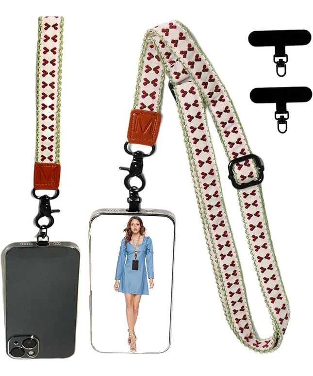 Adjustable Lanyard for Phone, Camera, Name Tags, ID card, Keychain and Wristlet Straps with 2 phone pads(Black)
