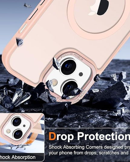 Hython Case for iPhone 15 Case Magnetic Translucent Matte Phone Cases 6.1" [Compatible with MagSafe] Thin Slim Fit Shockproof Bumper Hard Protective Cover for Women Men Girls, Frosted Pink