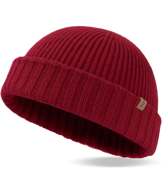 TOP-EX PolarWool™ 100% Merino Wool Short Fisherman Beanie Hats for Men Women Knit Skull Cap Cuffed Beanies Warm Winter Hats