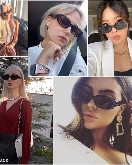 KUGUAOK Retro Rectangle Sunglasses Women and Men Vintage Small Square Sun Glasses UV Protection Glasse