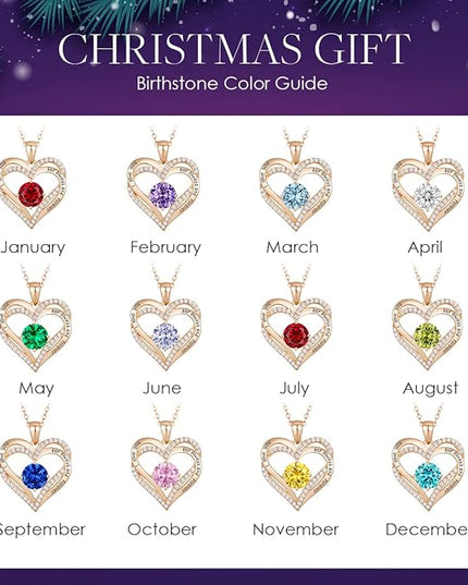 CDE Forever Love Heart Necklaces for Women, Wedding Anniversary, Birthday Mothers Day Christmas Day Gifts for Mom, Mother, Wife, friend, S925 Silver Jewelry with Birthstone Pendant