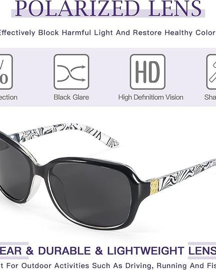 SIPHEW Polarized Sunglasses for Women | Vintage Square Sunglasses w UV400 Protection | Womens Wraparound Shade