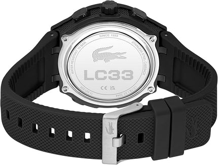 Lacoste LC33 Men's Analog-Digital Watch – TR90 Case, World Clock, Stopwatch, Alarm, Backlight, Textured Silicone Strap, Premium Fashion Timepiece - Gift for Him - 45mm