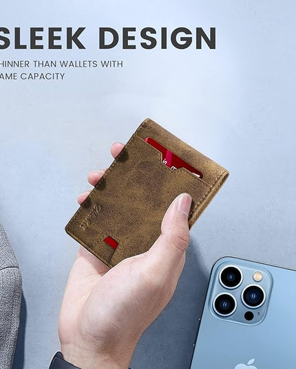 Zitahli Mens-Wallet-Slim-Leather-RFID Blocking Wallet for Men Minimalist Bifold Credit Card Holder with Gift Box