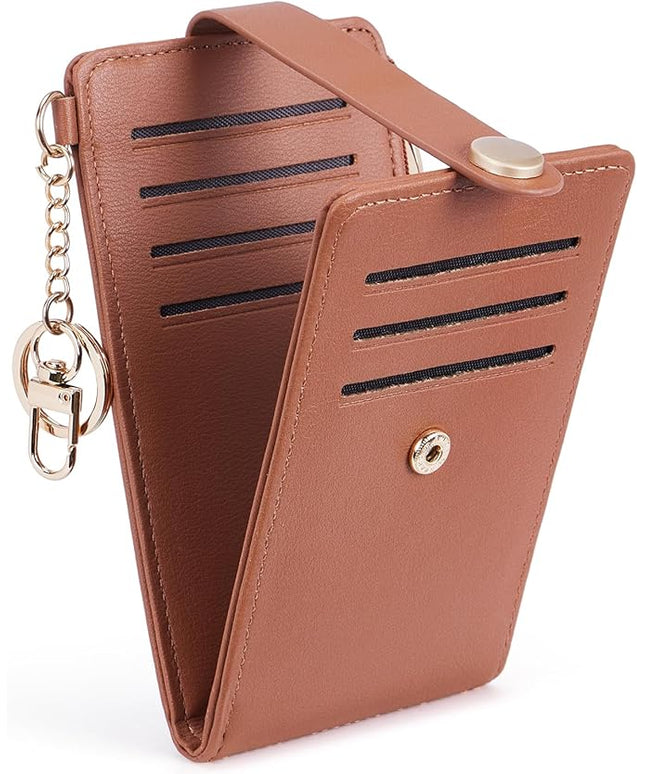 POIUGOYA Slim Wallet for Women,RFID Blocking Bifold Credit Card Holder with Zipper Coin Pocket,ID Window,Keychain